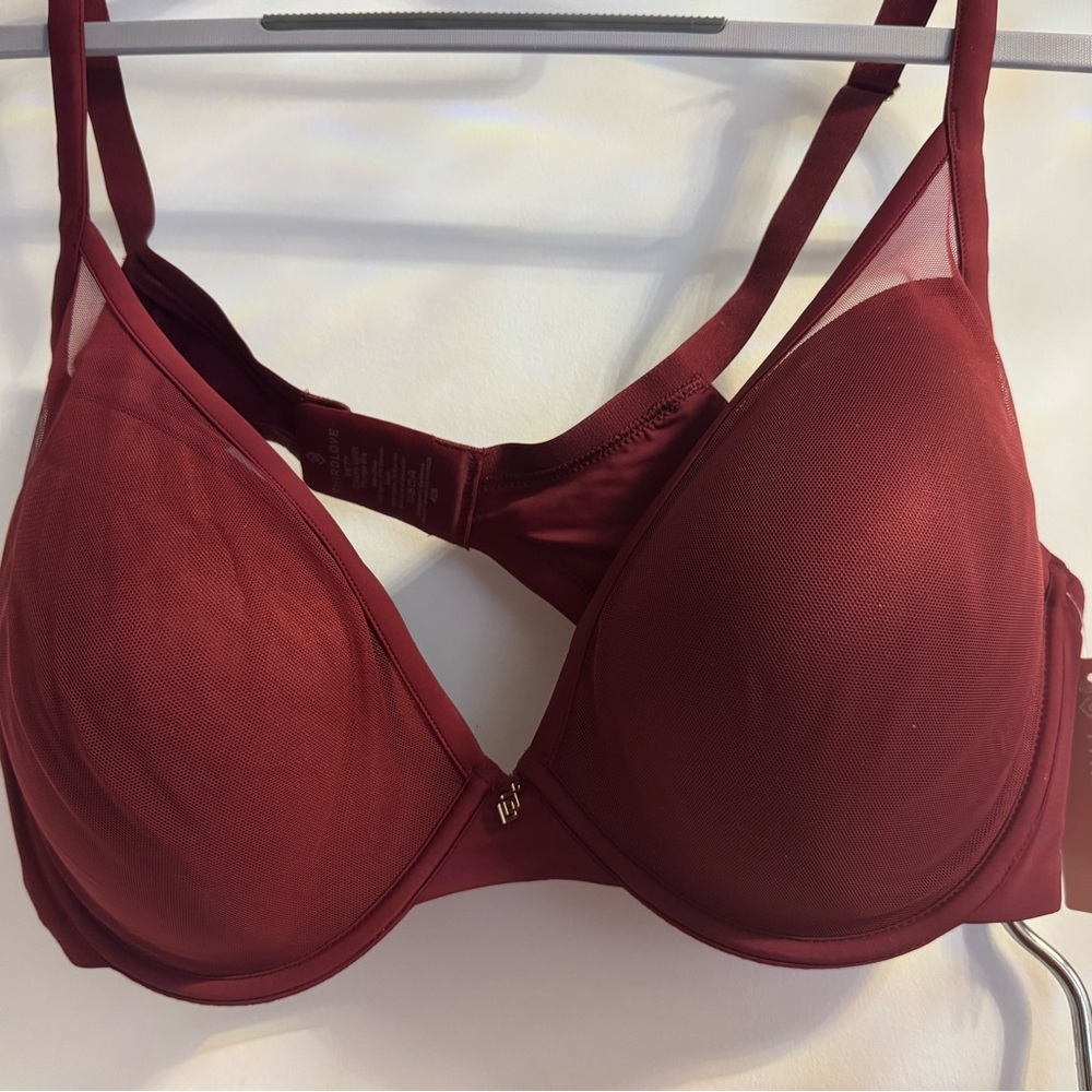 ThirdLove 24/7 Uplift Plunge Bra 42B Cabernet / Burgundy NWT